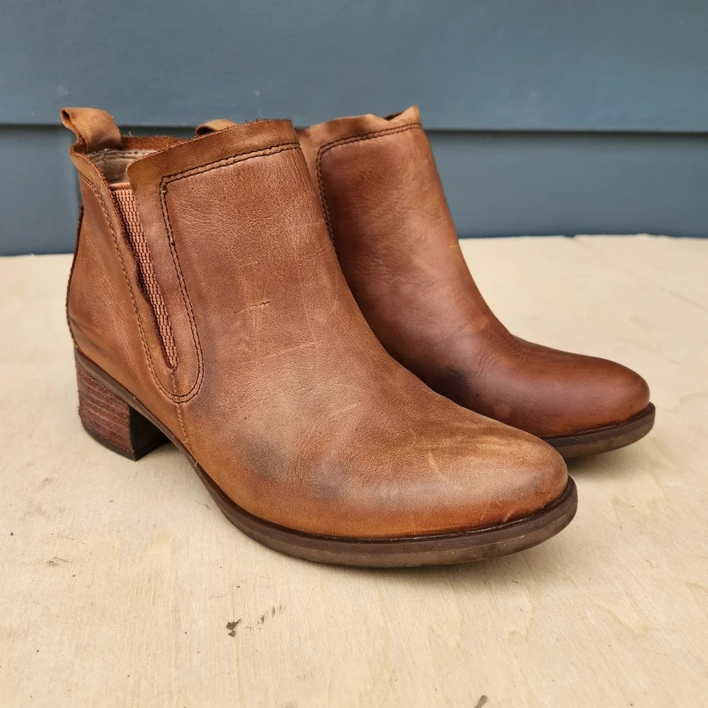 Korks Tasha Brown Leather Ankle Bootie - Size 6 M - Picture 1 of 11